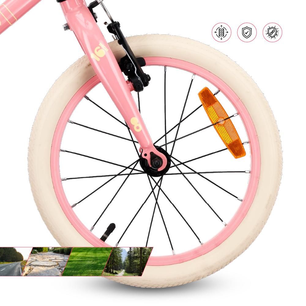 SUN BABY LOOFI Kinderfahrrad 14 Zoll, leichtes Aluminium Fahrrad 6,6 kg für Kinder ab 3 Jahre, mit Stützrädern, Korb, Klingel, Mädchen