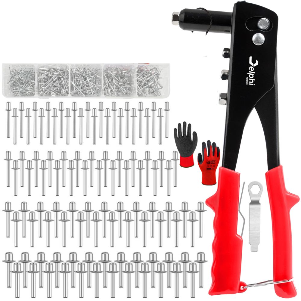 DELPHI Nietenzange Set mit 500-2.4 I 3.2 I 4.0 I 4.8 mm Blindnieten Blindnietzange Professionelles Nietwerkzeug Mit Koffer