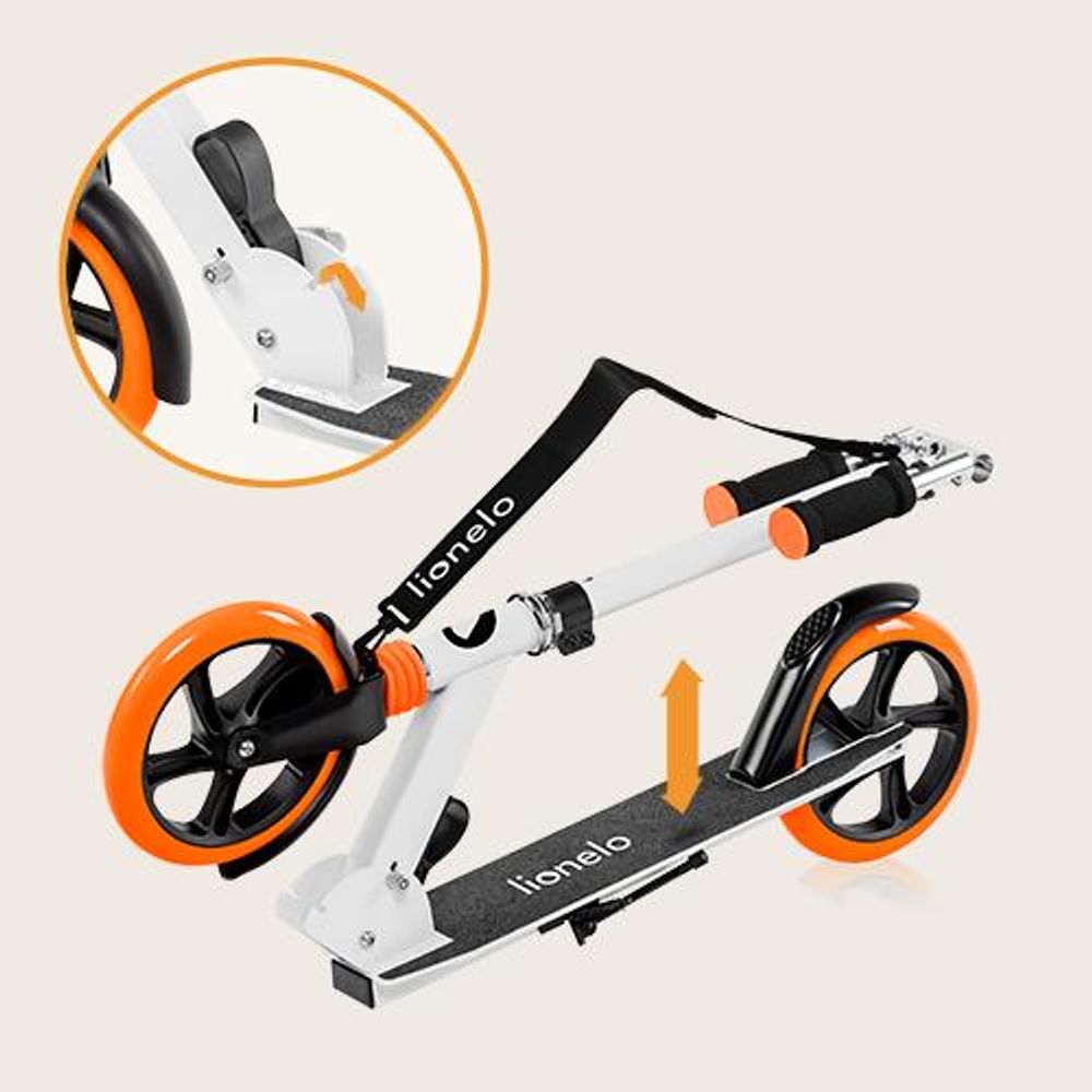 Lionelo Luca Roller Kinder Tretroller bis 100kg Räder 200mm Bremse zusammenklappbar Weiß