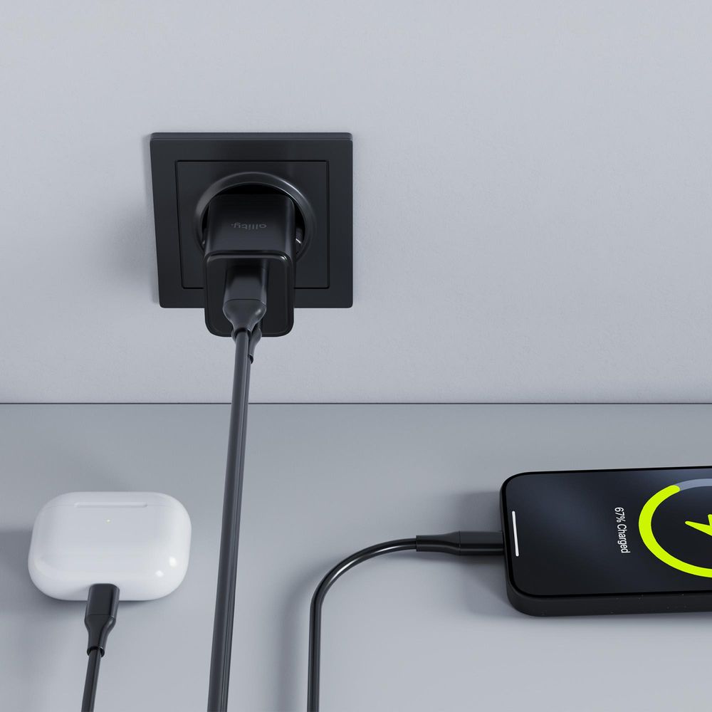 Allity GaN PD QC Netzladegerät ATC-01-20WAC 1x USB-C 1x USB-A 20W Handy Ladegeräte schwarz