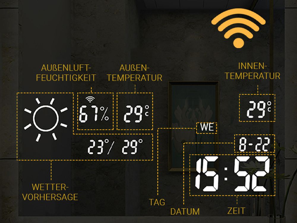 Heidenfeld HF-HS200, Infrarot-Heizlüfter, IP54, Drinnen, Wand, Spiegel, Aluminium