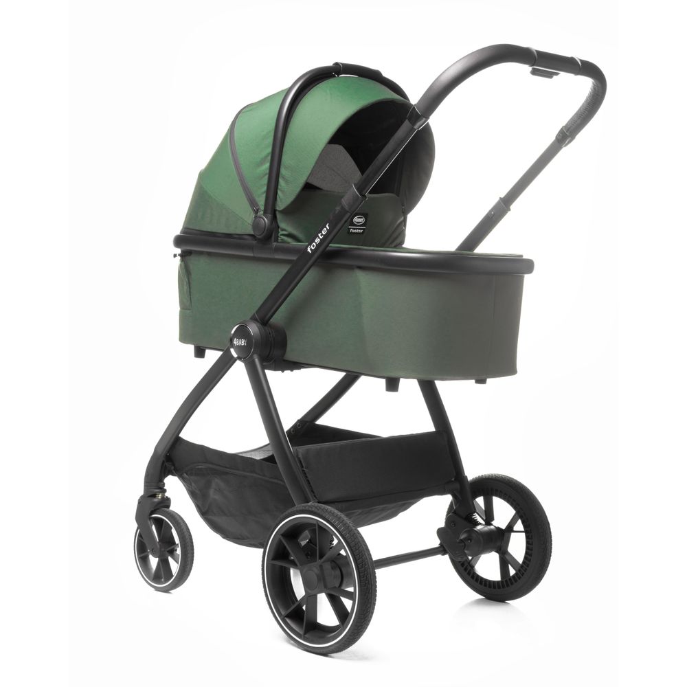 4Baby | Kinderwagen - Kombikinderwagen 2in1 - Grün - Verstellbare Rückenlehne - bis zu 22 kg - mit Babywanne - wendbarer Sitz - Geländereifen - Foster