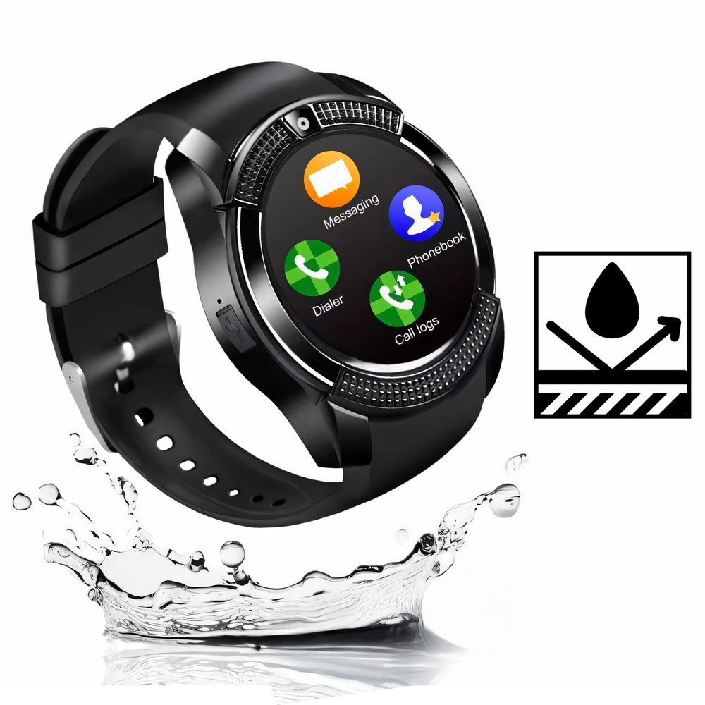 Smartwatch Smart Watch 45mm Armbanduhr mit SIM Touchscreen Sport Band Fitness Armband Black Watch Geschenk Call Android Herren Damen Schwarz Retoo