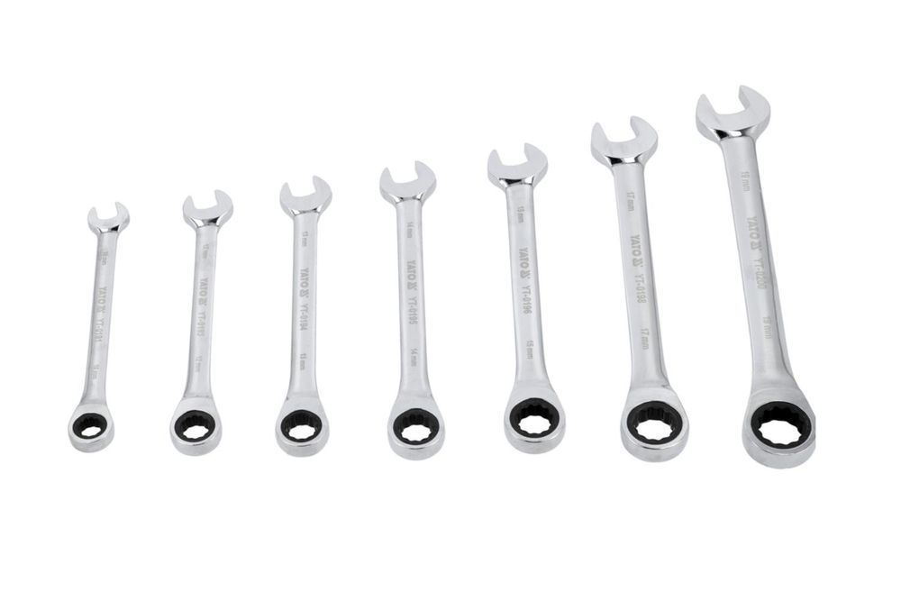 Yato YT-0208, 10,12,13,14,15,17,19 mm, Chrom, Chrom Vanadová ocel, Chrom, Lesklý, 5°