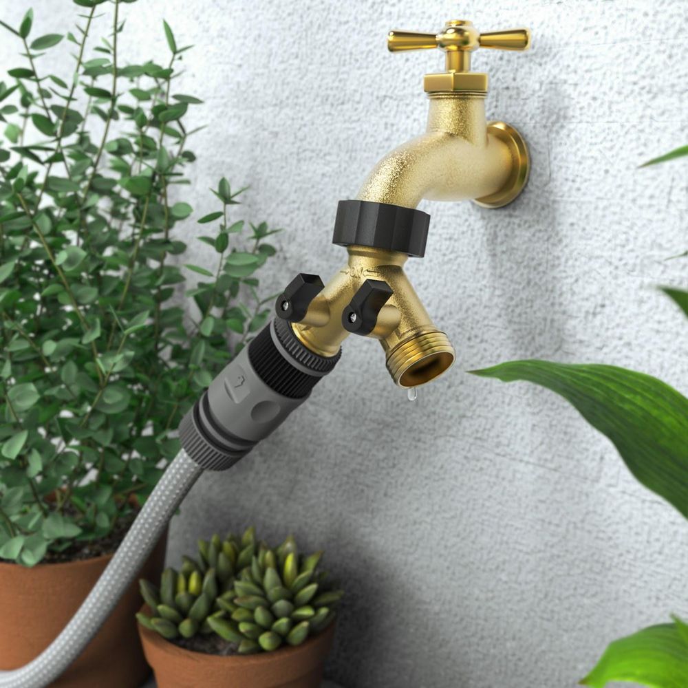 Brandson 2 Wege Verteiler, Gartenschlauch Verteiler, Wasserverteiler, Schlauchverteiler, Y-Verteiler für 3/4 Zoll Wasserhahn