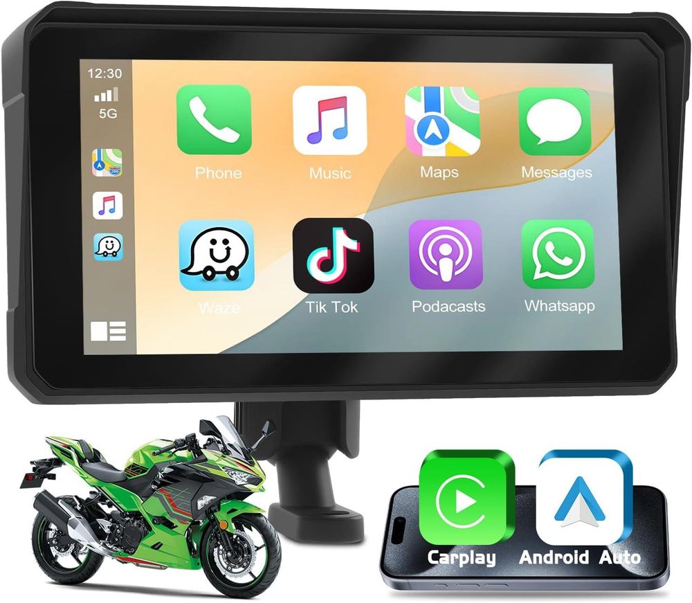 Alt: carplay android auto motocykl ekran bluetooth wifi