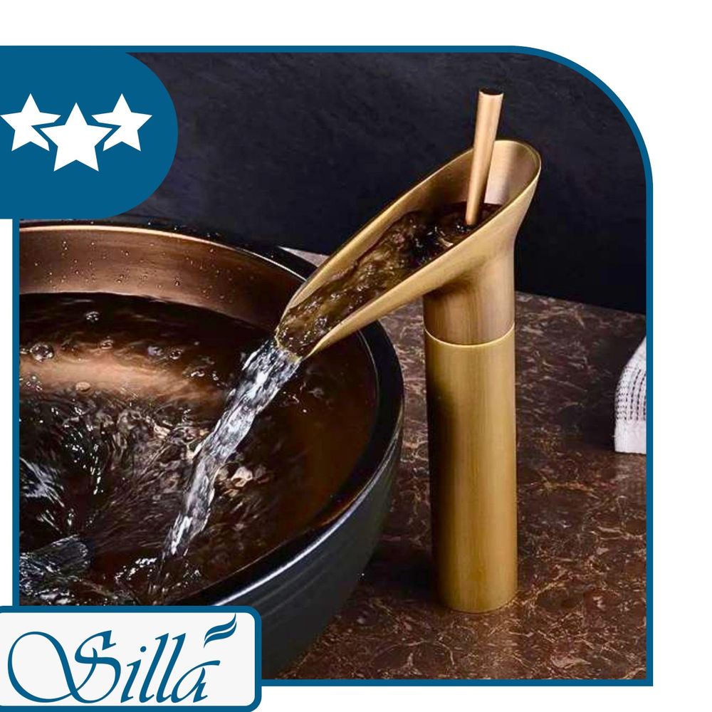 Silla, Gold, Wasserhahn, Spültischarmatur, Messing, Einhebelmischer, Bad, Armatur