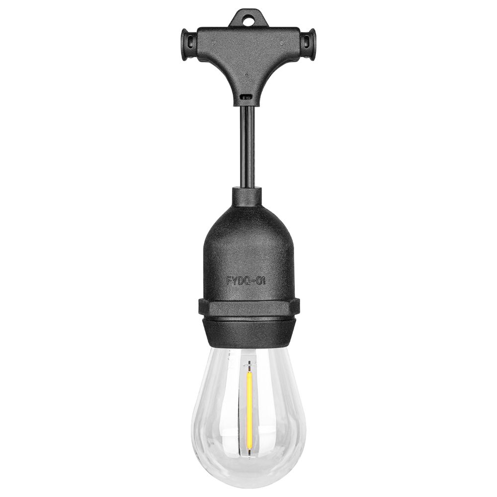 LED-Glühbirne in Retro-Optik, transparent mit Filament, schwarze Fassung.