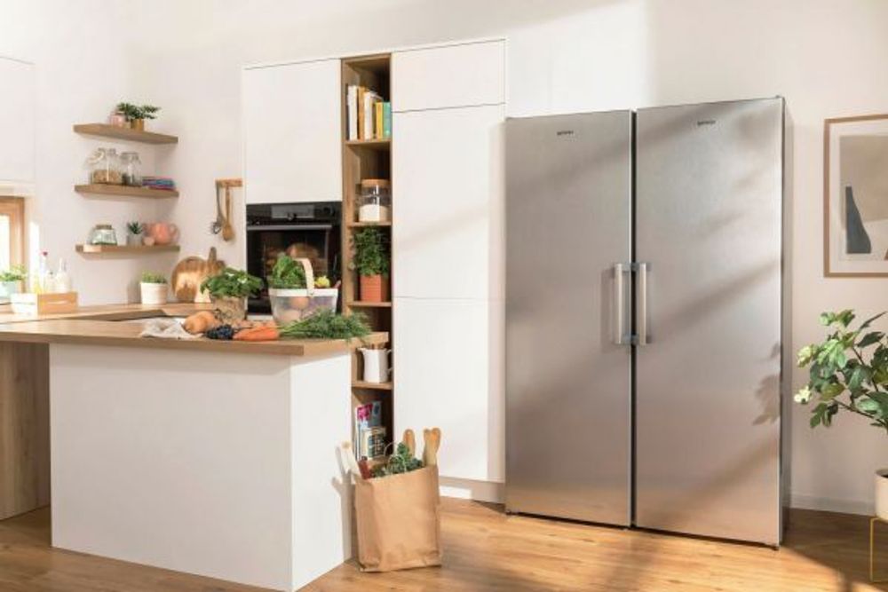 Gorenje R619EES5 Kühlschrank Standgerät, 398 Liter, Türanschlag wechselbar , grau metallic