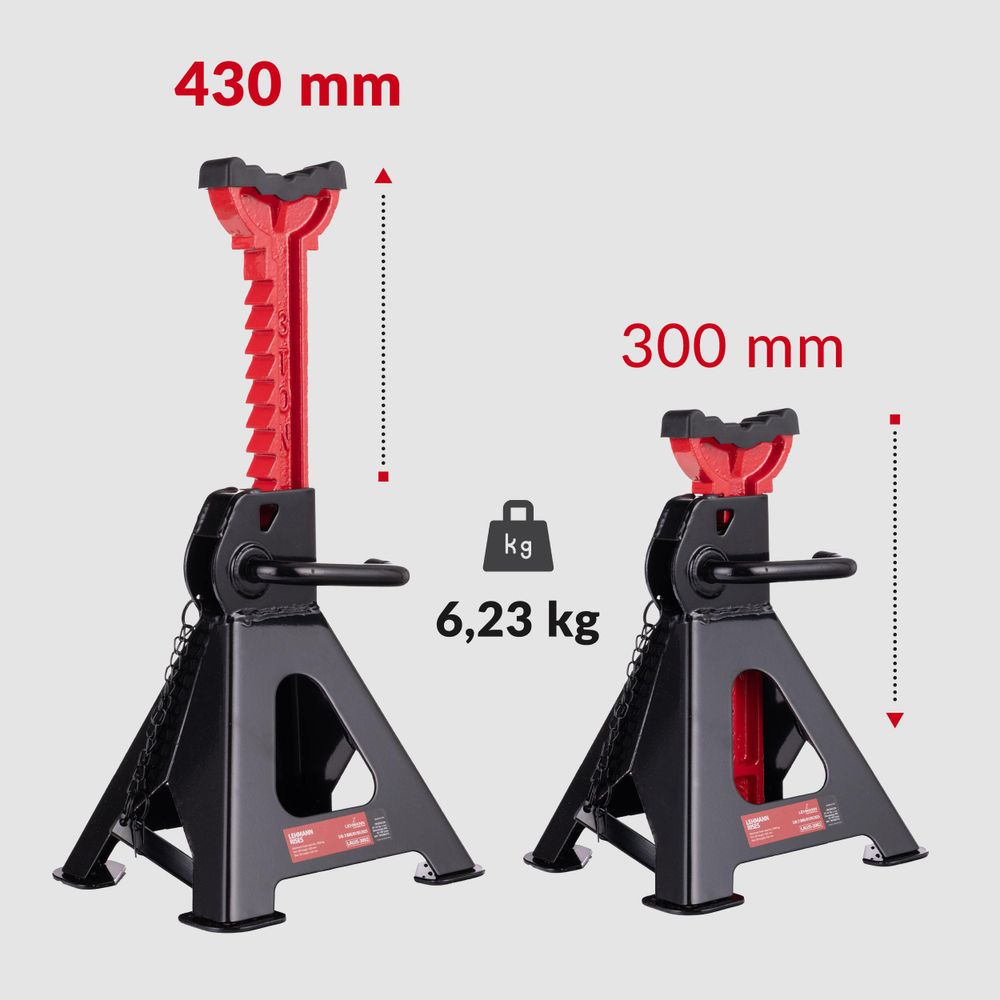 Kobyłki samochodowe 3T LEHMANN RISES wysokie warsztatowe podstawki regulowane 2 szt. 3T do 3000kg