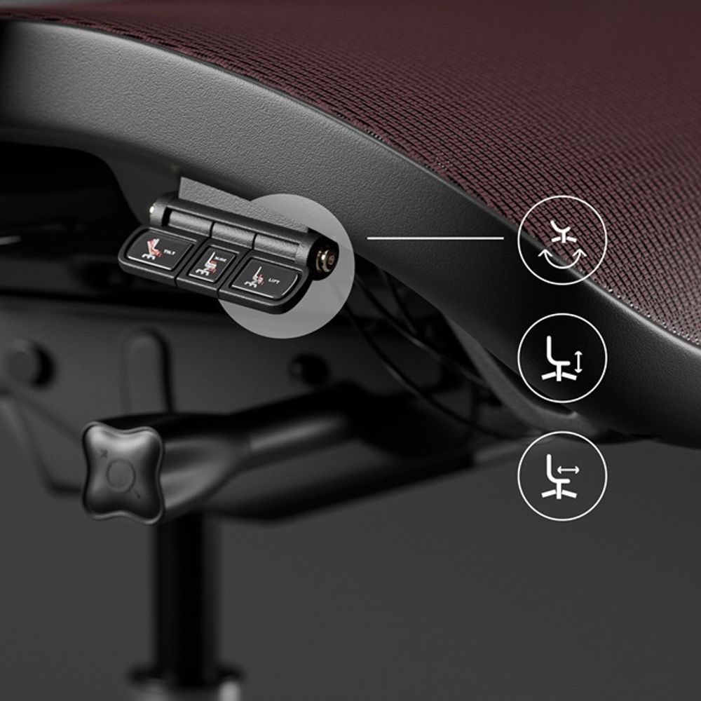 Diablo V-Commander Ergonomischer Bürostuhl Schreibtischstuhl Chefsessel 3D Armlehnen Verstellbare Kopfstütze & Sitzfläche Netzstof Farbe: Schwarz-Burgunderrot
