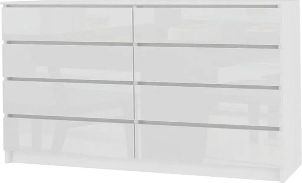 Bella 8 in Weiß Hochglanz mit acht geschlossenen Schubladen