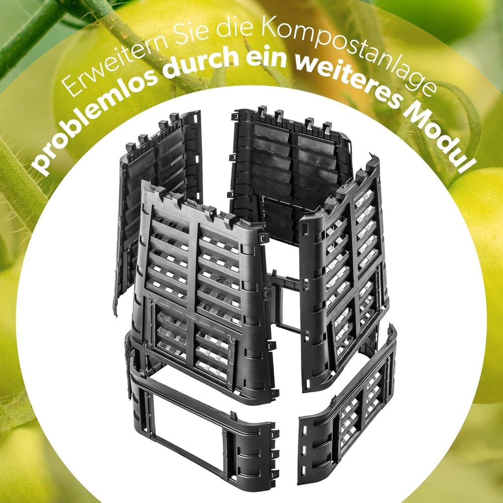 KADAX Komposter aus Kunststoff "Boko", witterungsbeständiger mit Deckel, Schwarz, 740L