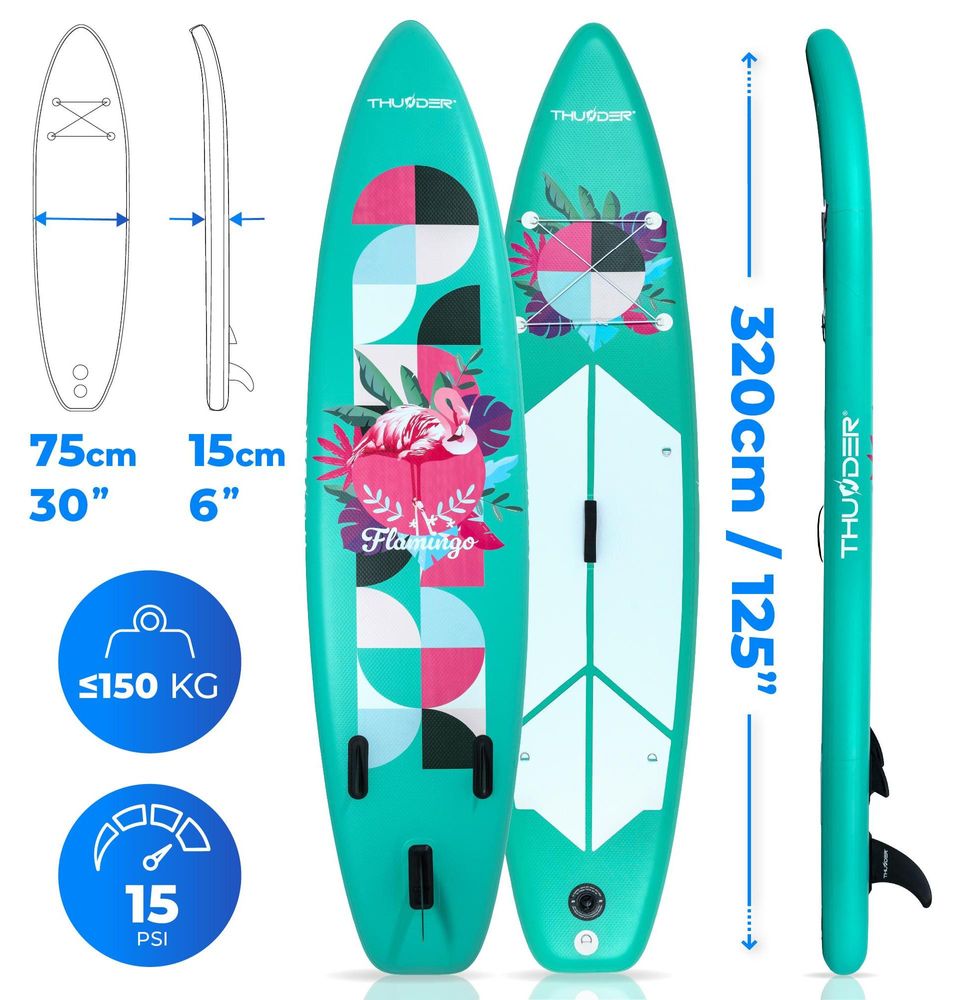 Thunder Flami 320 Stand Up Paddle Board 320 x 75 x 15 cm Mint Rosa 150 kg