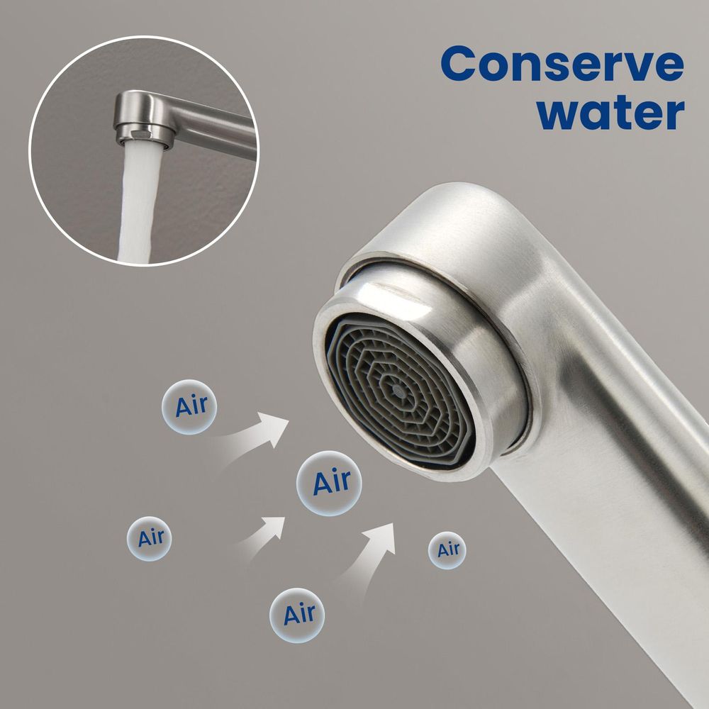 Spültischarmatur Wandmontage, 360° Drehbar 304 Edelstahl Küchenarmatur, Neoperl Spar-Perlator, Zweiloch, Cecipa Wasserhahn Küche, Gebürstet