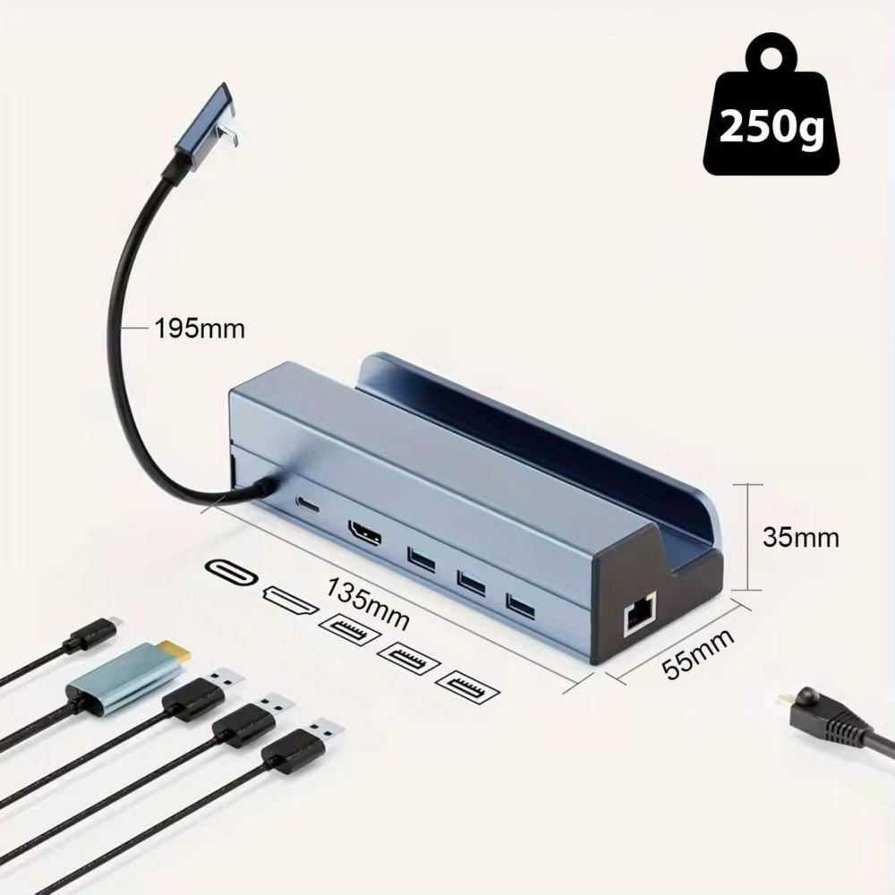 Stacja dokująca - Steam Deck Dock Rog Ally Dex - 6W1 - USB-C-Hub HDMI - 4k Ethernet