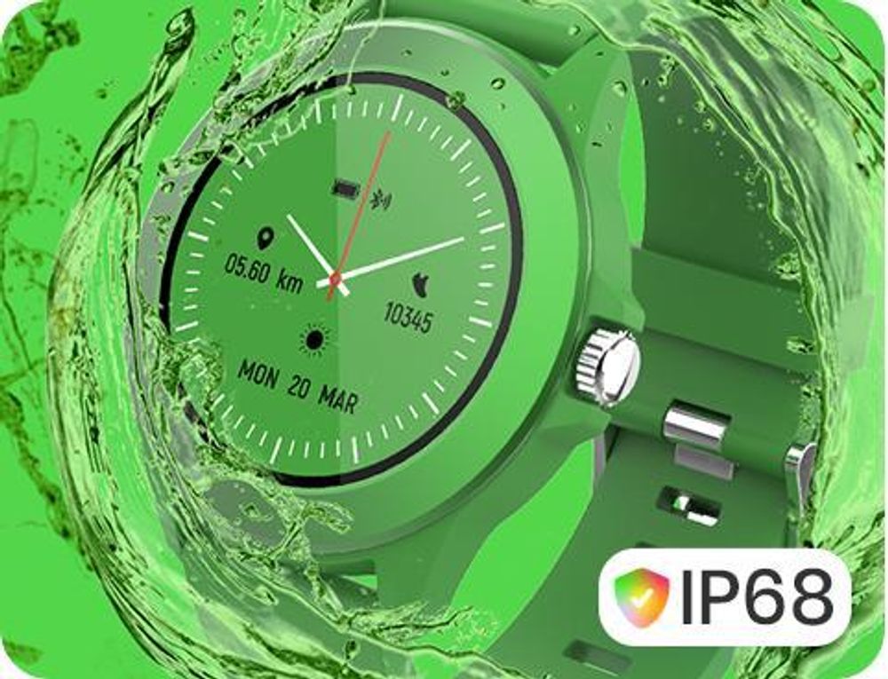 Forever Colorum CW-300 Smartwatch Tracker impermeabile IP68 Multi-Sport Funzione, Bluetooth, Notifiche da App, Controllo Musica per Android iOS Verde