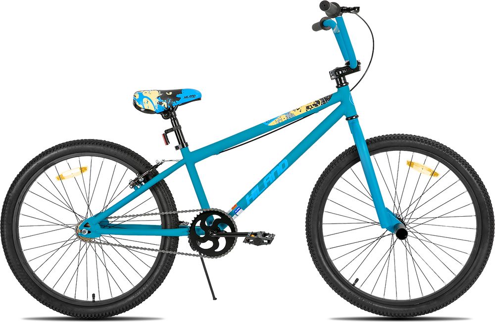 HILAND Freestyle 24 Zoll BMX, Kinderfahrrad mit 2 Stahl Pegs, Freilauf, Jugendliche für Jungen und Mädchen ab 7 8 9 10 Jahre, Blau