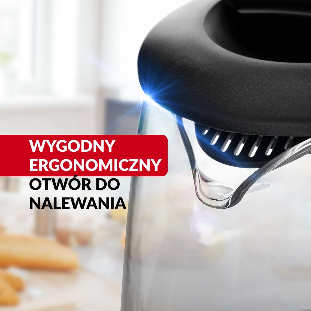 Szklany czajnik LEHMANN 2L do kuchni, czajnik elektryczny o mocy 2200W bezprzewodowy czajnik z podświetlanym zbiornikiem i zdobioną podstawą