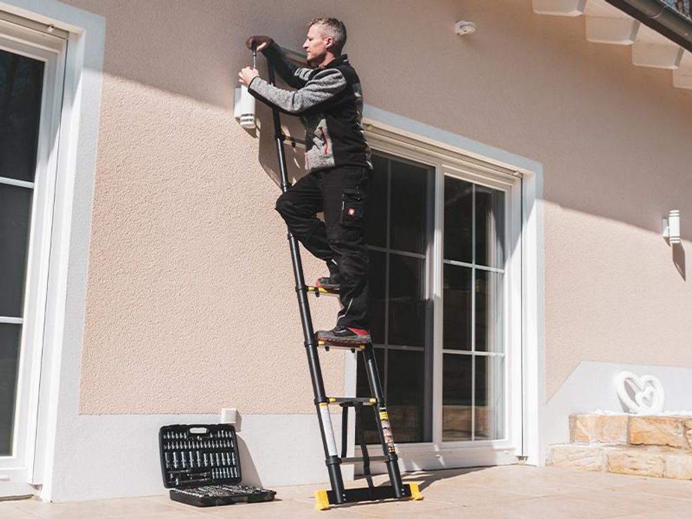 Craftfull Teleskopleiter | Aluleiter - Ausziehleiter - Anlegeleiter - Klappleiter - Stehleiter - Mehrzweckleiter - Leiter - Schiebeleiter (2.0 Meter)