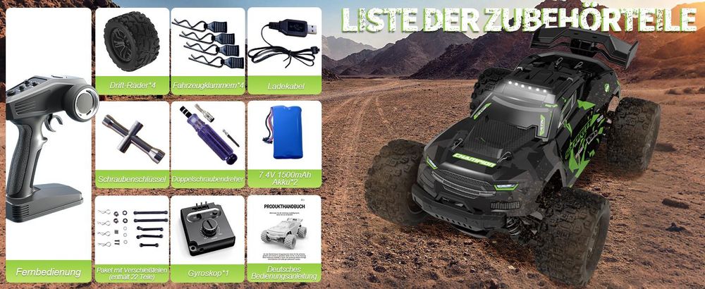 RC-Auto 40KM/H Ferngesteuertes Auto ab 8 10 Jahre, 1/18 RC Auto Offroad