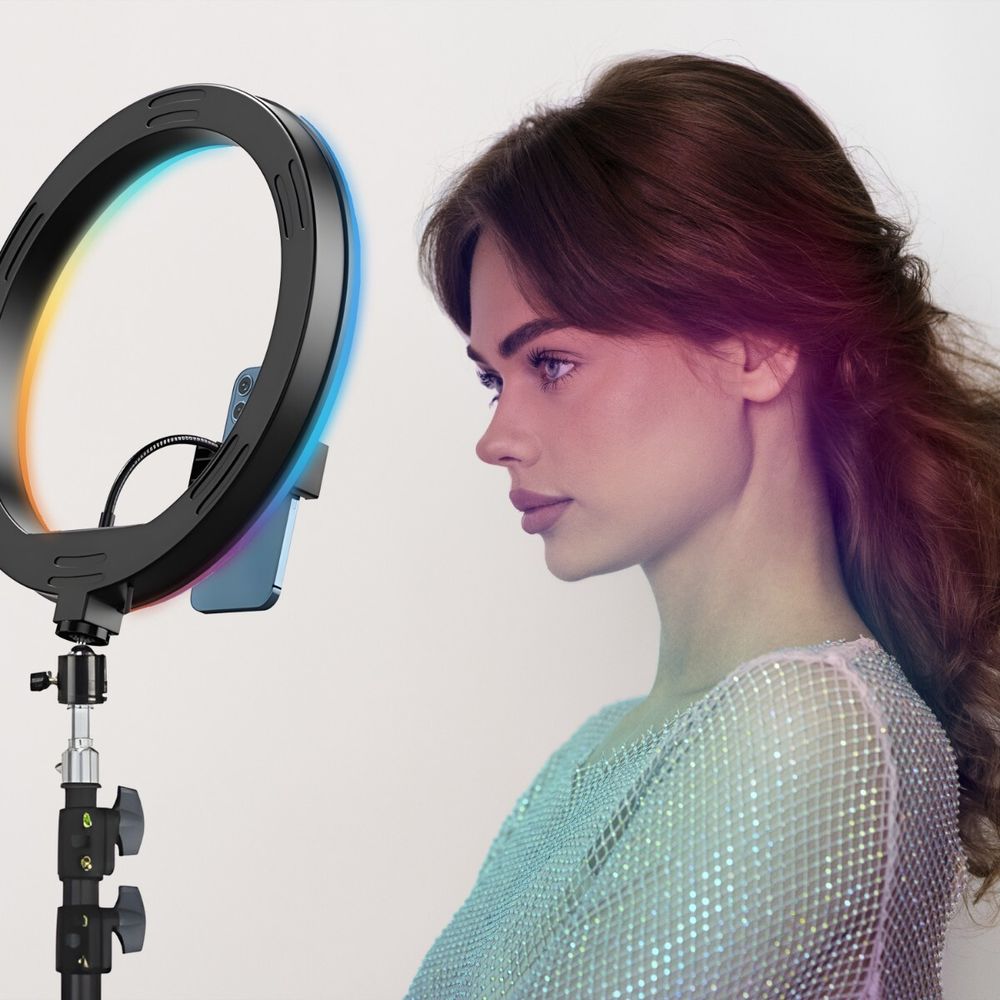 Ringlicht 10 Zoll Ringlicht mit Stativ Höhenverstellbar 18 RGB Farbe Dimmbare Selfie Ringleuchte YouTube TikTok Make-up Selfie Retoo