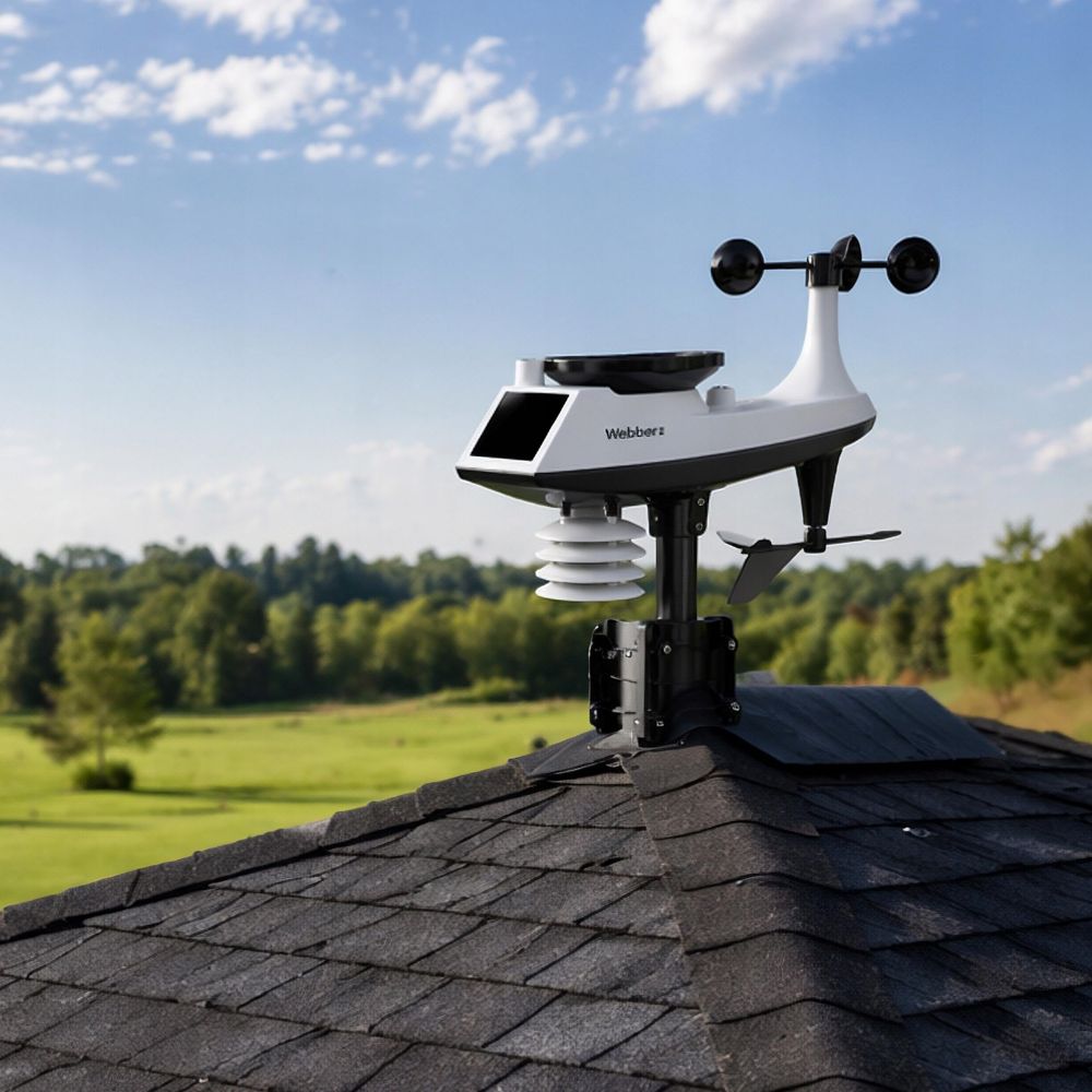Display der WEBBER WS603 mit Wetterdaten und Prognose