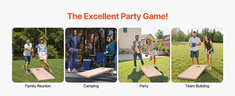 VEVOR Cornhole Set, 3x2 ft Corn Hole Spielbretter, Aluminium Wetterfest Tragbares Wurfbrett, Innen- und Außenfaltbares Cornhole-Spiel für Erwachsene, Enthält 8 Bohnenbeutel, für Garten Hinterhof Strand Camping, 2 Bretter+1 Tragetasche