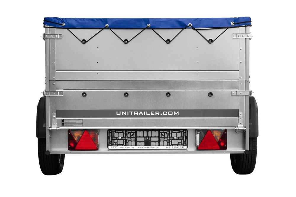 Leichtanhänger auf Federn 200x125 UNITRAILER GARDEN 201/R KIPP mit BIS-Seiten, H-0-Rahmen und blauer Plane