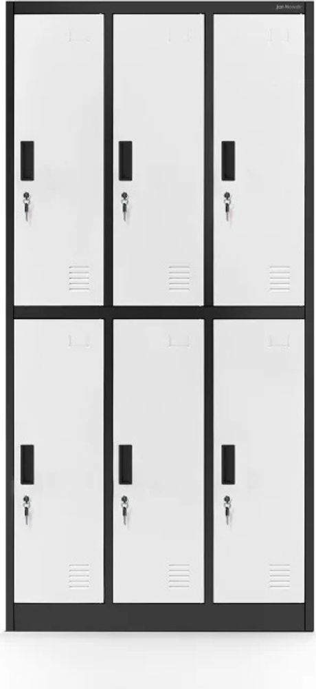 Schließfachschrank 3B2A Wertfachschrank Metallspind Umkleideschrank 6 Fächer Stahlblech Pulverbeschichtet 185 cm x 90 cm x 45 cm (H x B x T), Farbe: Anthrazit-Weiß