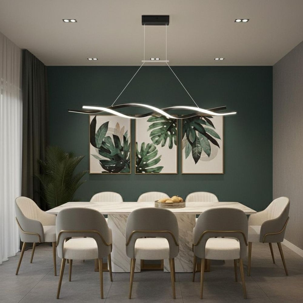 MasterLED LED-Pendelleuchte - 33W - 100 cm - 4000K Neutralweiß - schwarz matt - geschwungenes Design für Esszimmer & Wohnzimmer