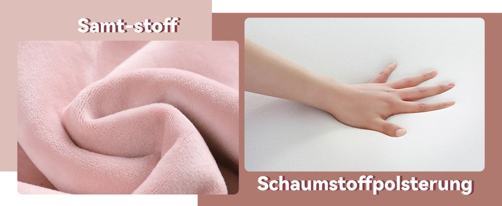 MODFU Polsterbett 90×200cm Jugendbett mit Lattenrost und Kopfteil, Einzelbett Bettgestell mit Holzbeine, Samt, Rosa(Mit Matratze)