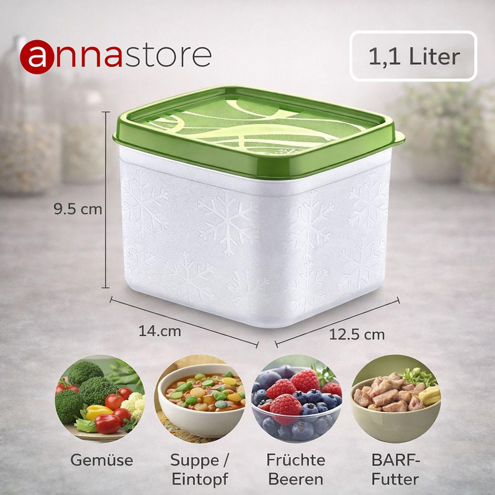 6 x Hochwertige Gefrierdosen mit Deckel 1100 ml Tiefkühldosen Gefrierbox Tiefkühlbox Vorratsdosen luftdicht