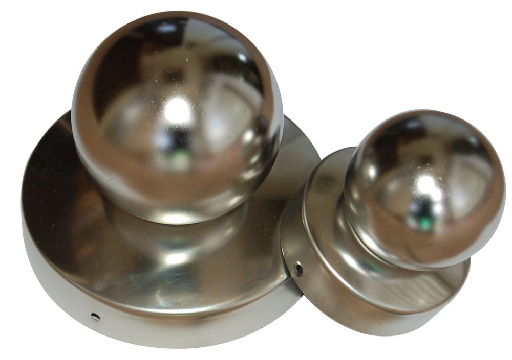 Pfostenkappe aus Edelstahl / Rundkappe mit Kugel für Pfosten Ø 70 mm - inkl. 2x Edelstahl-Schrauben