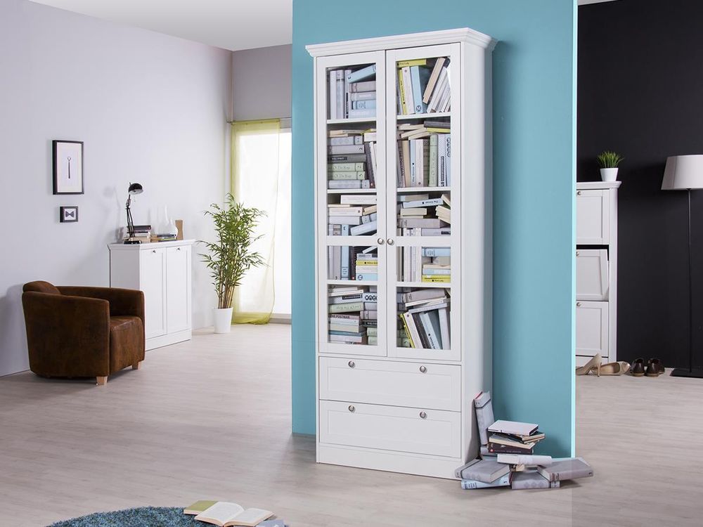Landsted I Vitrine – Schrank & Vitrine mit Glasrahmentüren & Stauraum für Landhausstil