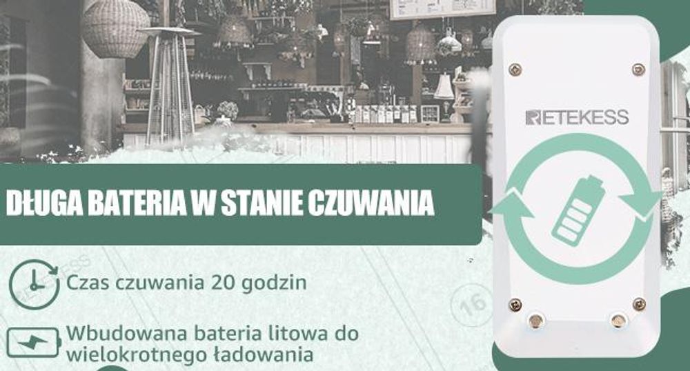 Retekess TD157 Bezdrátový vyvolávací systém, systém pro volání zákazníků se 2 režimy volání + dálkové volání, 16 pagerů 998 kanálů pro bar v nemocnici a restauraci(bílá)
