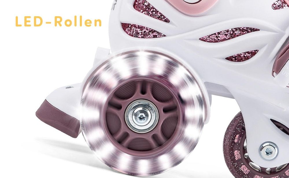 Einstellbare Größe Kinder-Inlineskates Inliner Cariboo Ballerina LED-Räde Rosa - S