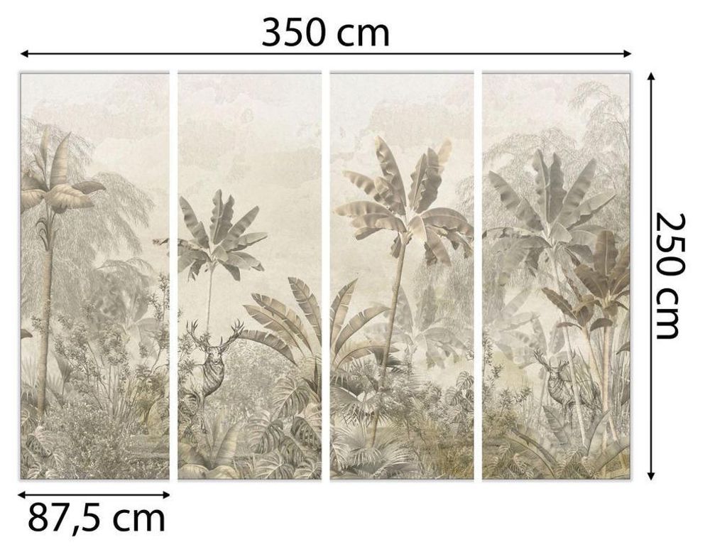 Selbstklebende Fototapete Goldene Palmenblätter in Zarter Aquarelloptik Subtiles Tropisches Glamour Motiv auf Hellem Hintergrund 200x140 cm