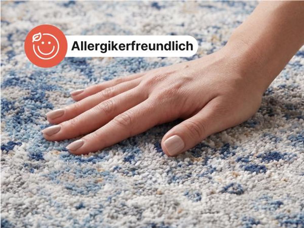 Tapiso Teppich VALLEY Rund Vintage Grau Blau Schlafzimmer 200 x 200 cm