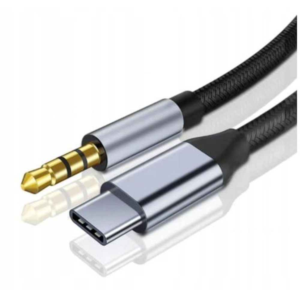 Kabel - USB-C do mini Jack 3,5 mm - Aux DAC - 1,5 m - Czarny - Adapter audio