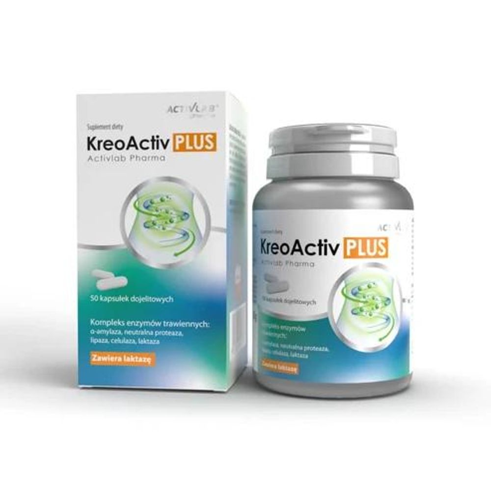 Activlab Pharma KreoActiv PLUS 50 Kapseln, DigeZyme Verdauungsenzyme, Amylase, Protease, Laktase, Lipase & Cellulase