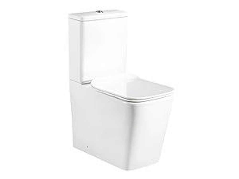 LAVITA Einteilige Stand - WC mit eingebautem Spülkasten TRYTON WHITE | Komplett - Set | WC deckel | Keramik Toilette Spülrandlos | Toilettenschüssel |