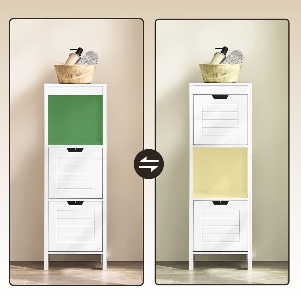 SoBuy Badezimmerschrank Kommode Schmaler Badezimmerregal mit 2 Körben Kompakter Badschrank für kleine Räume aus Holz, Stilvolle Badmöbel Weiß FRG127-W