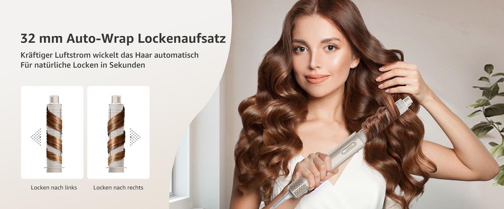MCURO Warmluftbürste 7-in-1 Multihaarstyler 110000 U/Min,Lockenstab Auto-Wrap Ionen Föhn Airstyler,Hairstyler,Haartrockner,Lockenstab & Glätteisen,mit Reisebox