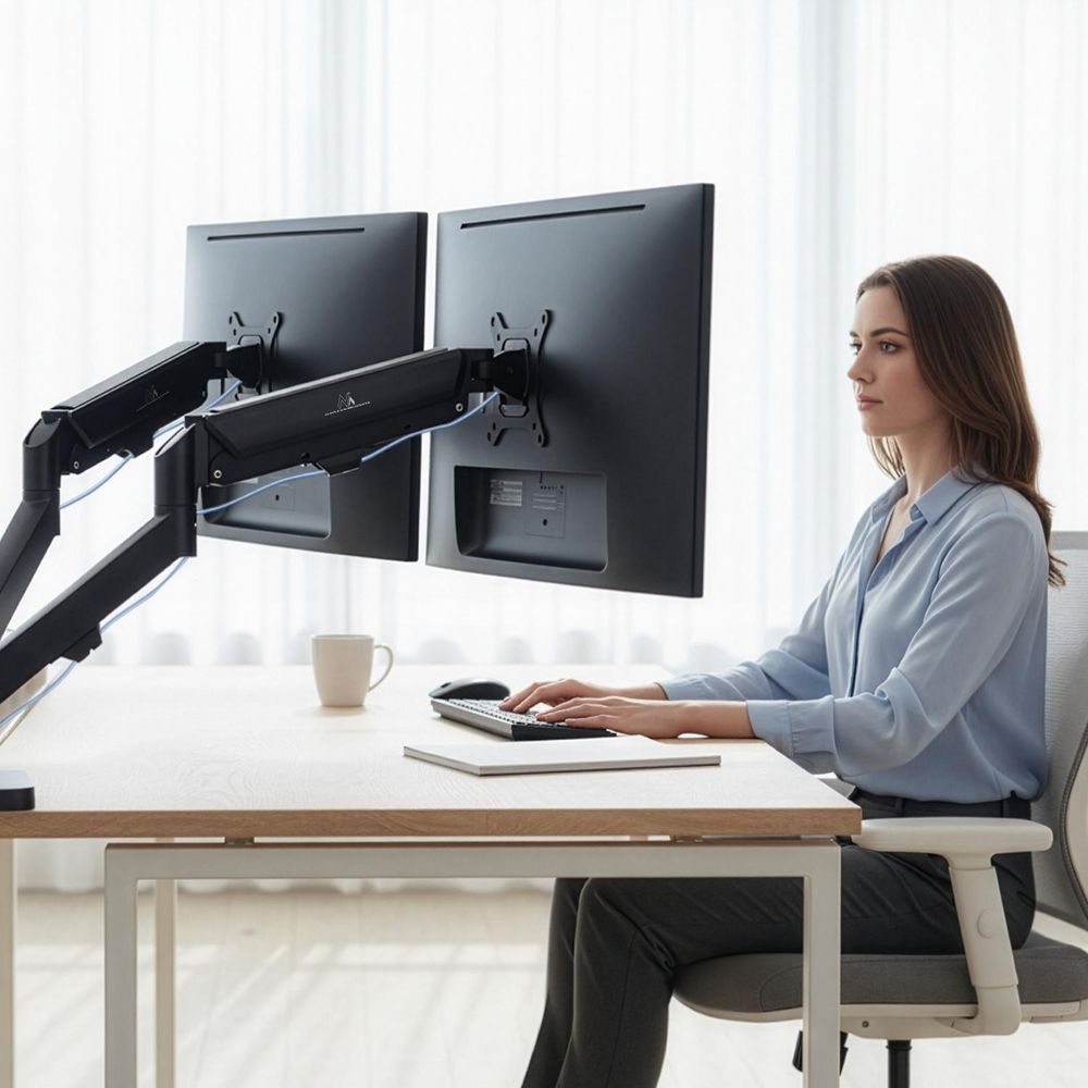 Halterung für 2 Maclean-Monitore Gasfeder 17"-32" 2-10kg schwarz MC-134