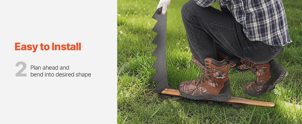 VEVOR Stahl Landschaftsbegrenzung, 6 Pakete 40 x 8 Zoll rostbeständige Metall-Landschaftsbegrenzung, biegsame Gartenbegrenzung, strapazierfähige Rasenbegrenzung, einfach zu installieren, Blumenbeet Gartenweg-Trenner Schwarz, 6 Stück-40x8 Zoll