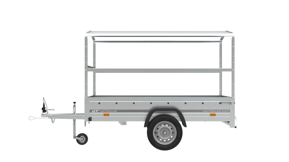 PKW Anhänger 230x125 Garden Trailer 230 KIPP Unitrailer 750 kg mit Stützrad, 110 cm hoher Plane und Hochspriegel