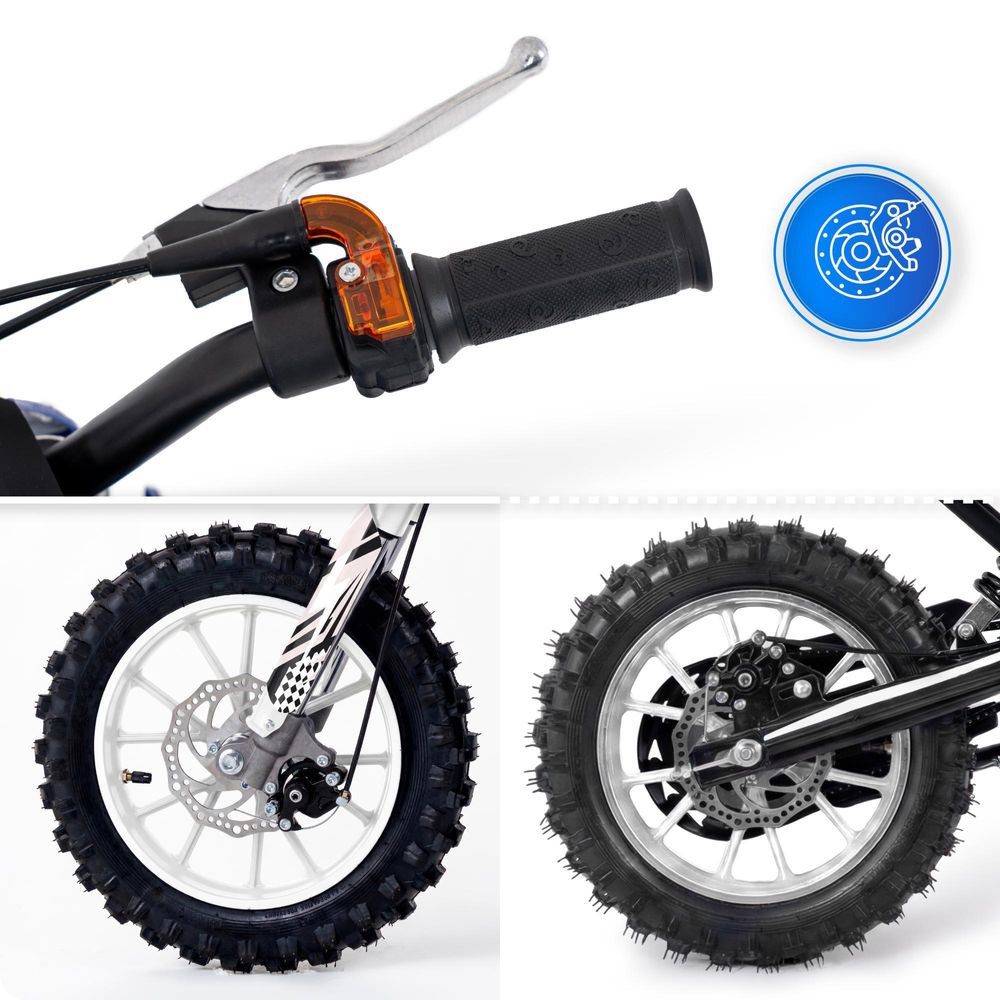VOLTOURI CR49-WHITE Mini Cross 49cc Benzin Motorrad für Kinder Offroad 35 km/h 10" Räder Scheibenbremsen Weiß