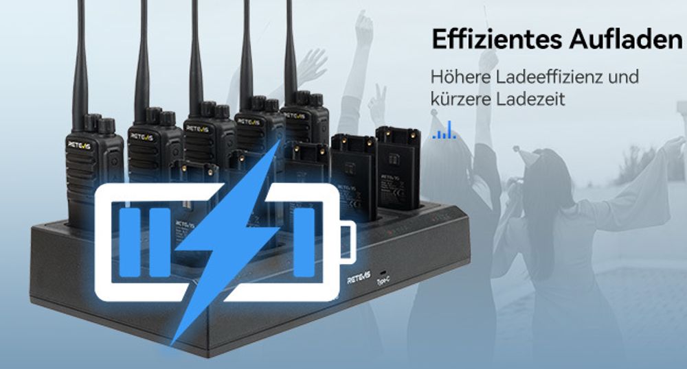Retevis RB669 Funkgerät, Freenet PMR446 Walkie Talkie mit Headset, 10-in-1 Ladegerät, VOX, Effizientes Laden, Funkgeräte für Firmenfeier, Eventplanung