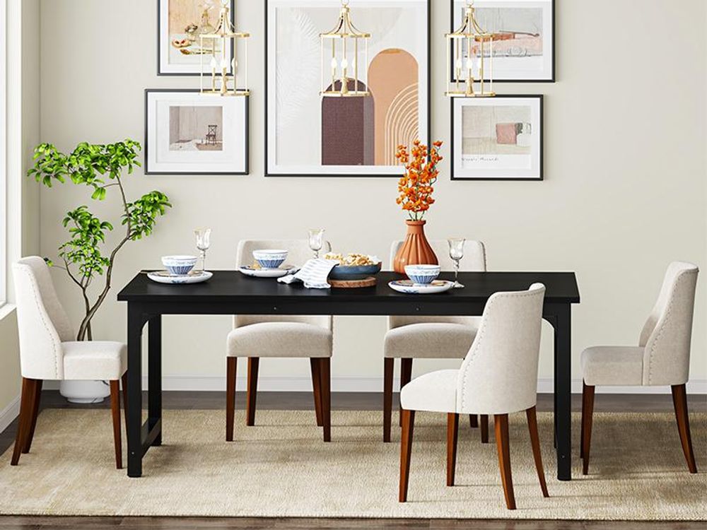 Tribesigns Esstisch, industrieller Küchentisch für 4–6 Personen, rechteckiger Esstisch für Esszimmer, Küche, Wohnzimmer, mit robusten Metallbeinen